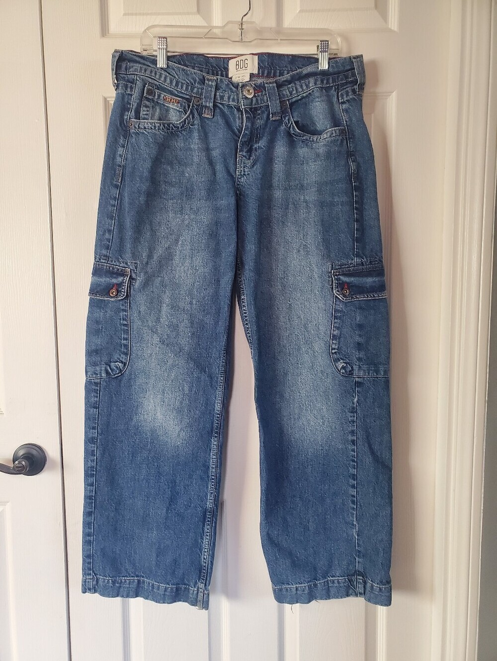 BDG Baggy Cargo Blue Denim Jeans Mid-rise Y2K Preppy Festival Grunge Size 31X32